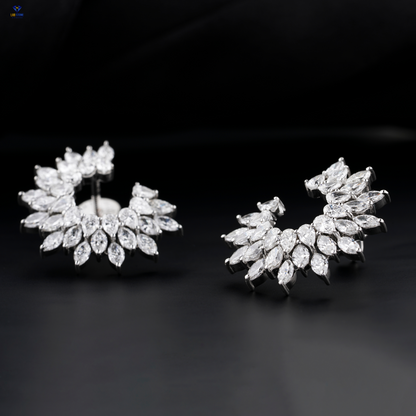 5.66 TDW Pear & Marquise Cut Diamond Stud Earring