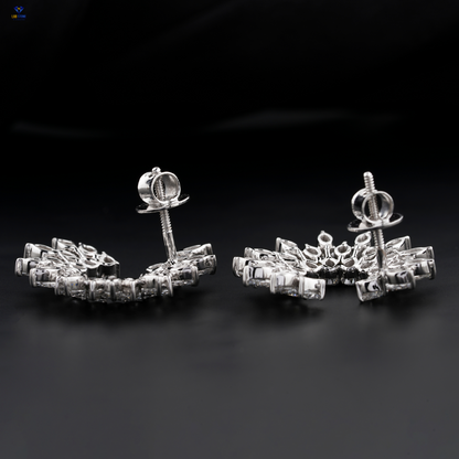 5.66 TDW Pear & Marquise Cut Diamond Stud Earring