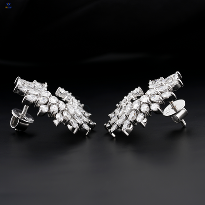 5.66 TDW Pear & Marquise Cut Diamond Stud Earring