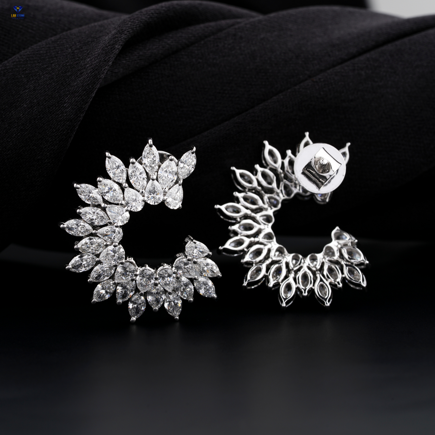 5.66 TDW Pear & Marquise Cut Diamond Stud Earring