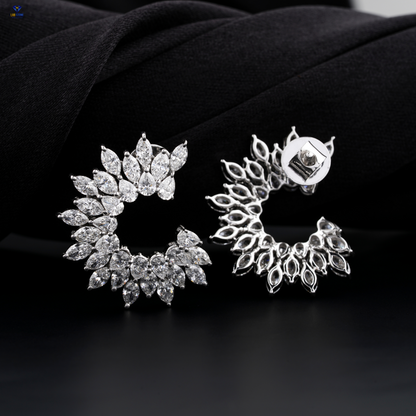 5.66 TDW Pear & Marquise Cut Diamond Stud Earring