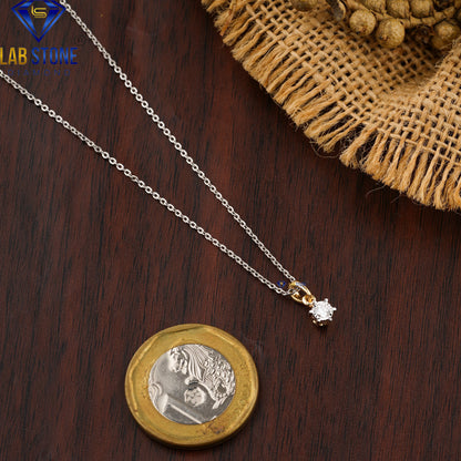 0.09 TDW Round Cut Diamond Solitaire Pendant with Chain