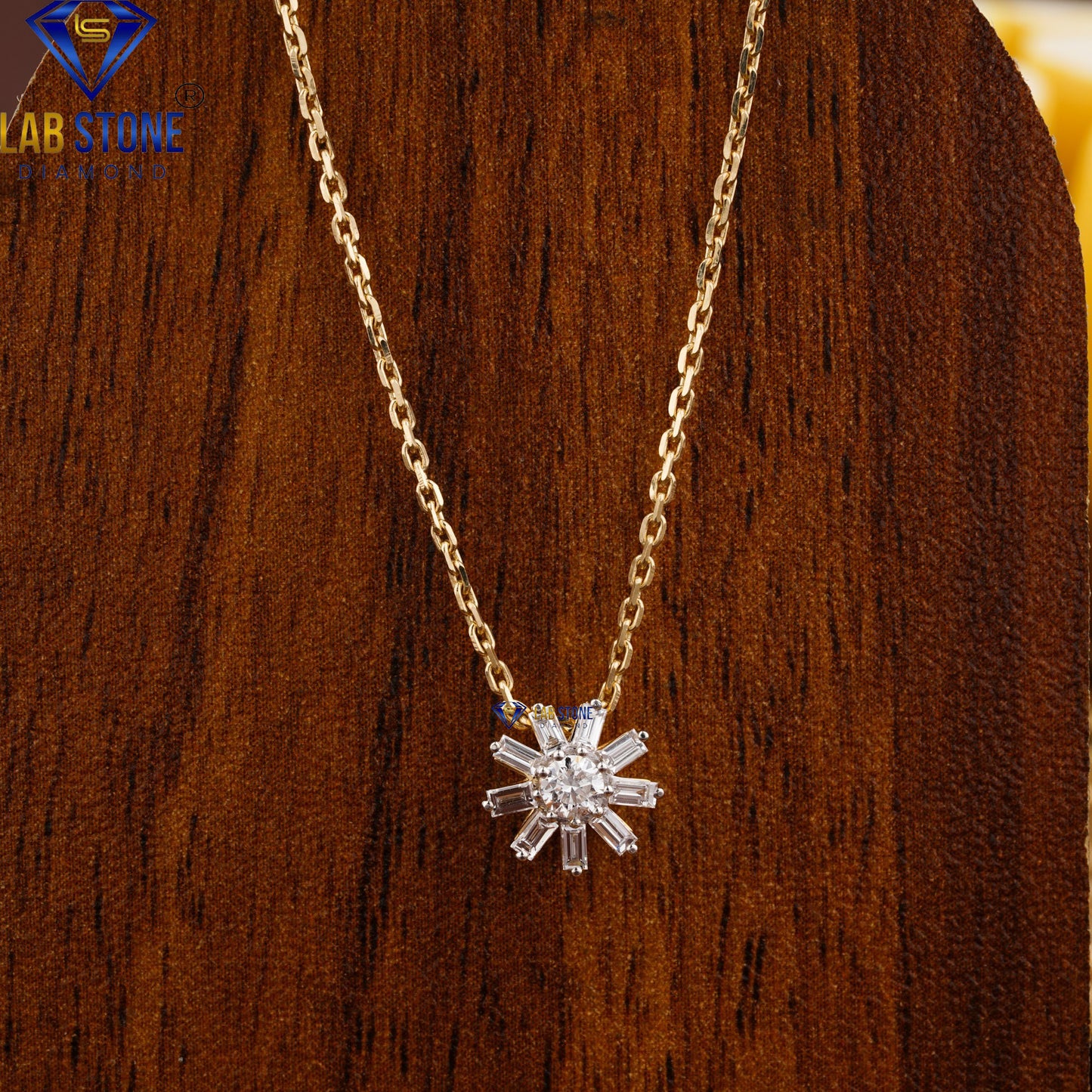 0.45 TDW Baguette & Round Cut Diamond Pendant & Earring