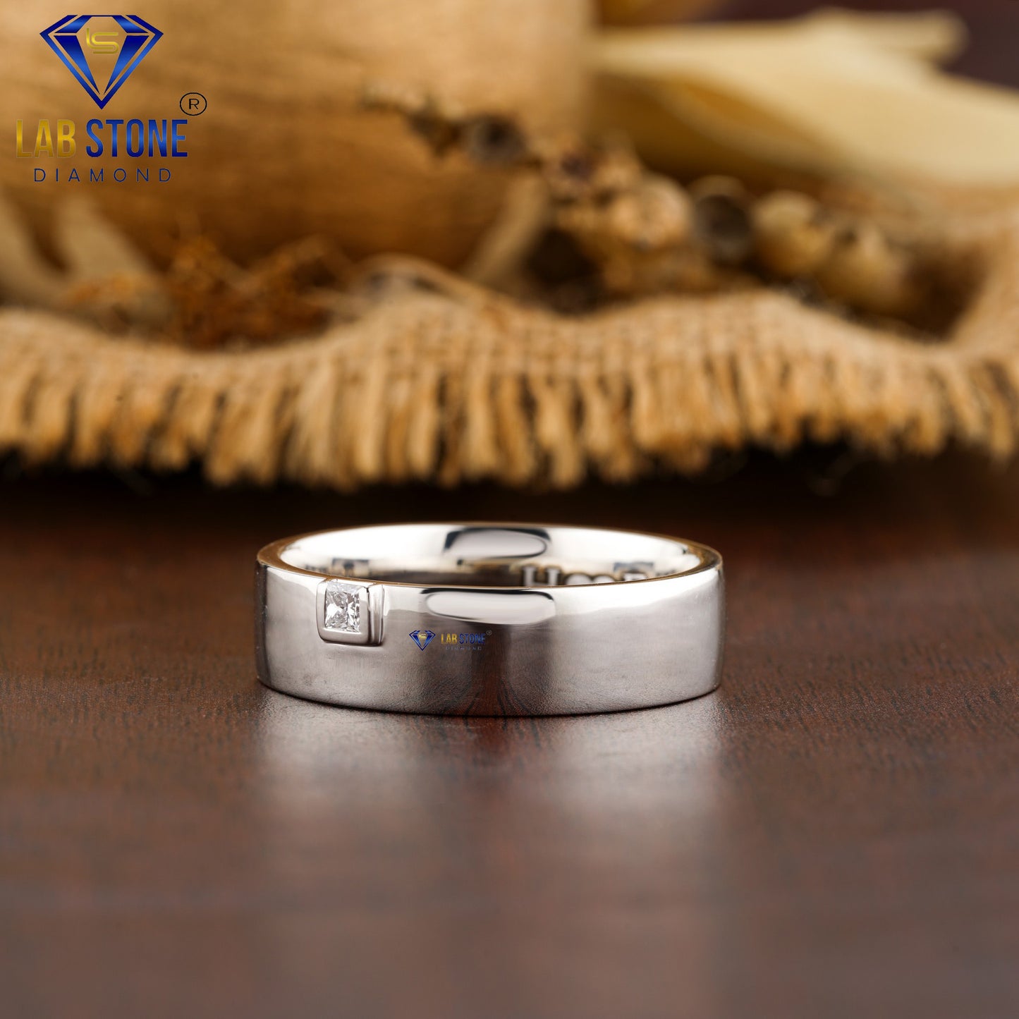 0.12 TDW Princess Cut Diamond Men’s Band Ring