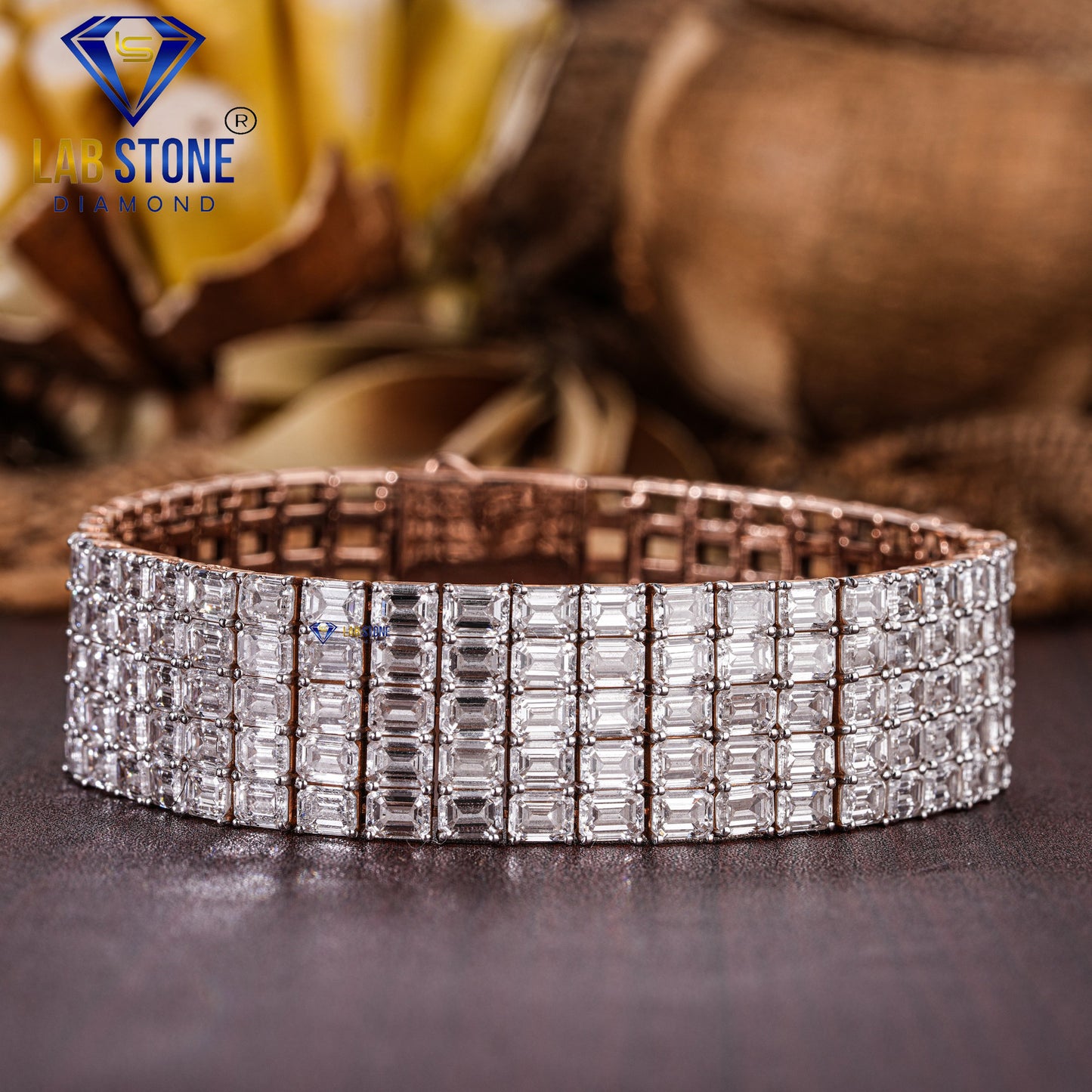 21.00 TDW Emerald Cut Diamond Slider Bracelet