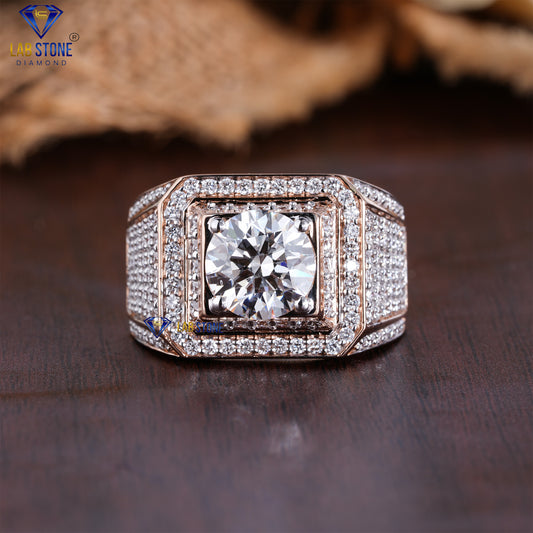 3.52 TDW Round Cut Men’s Engagement Diamond Ring