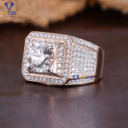 3.52 TDW Round Cut Men’s Engagement Diamond Ring