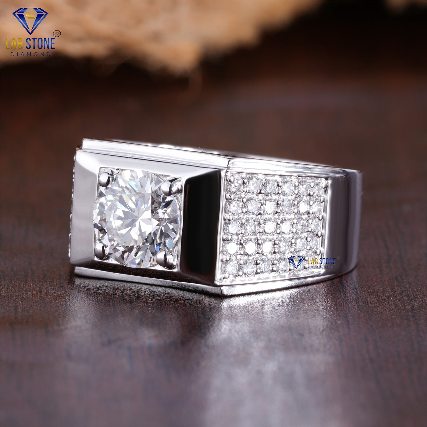 1.47 TDW Round Cut Men’s Diamond Engagement Ring