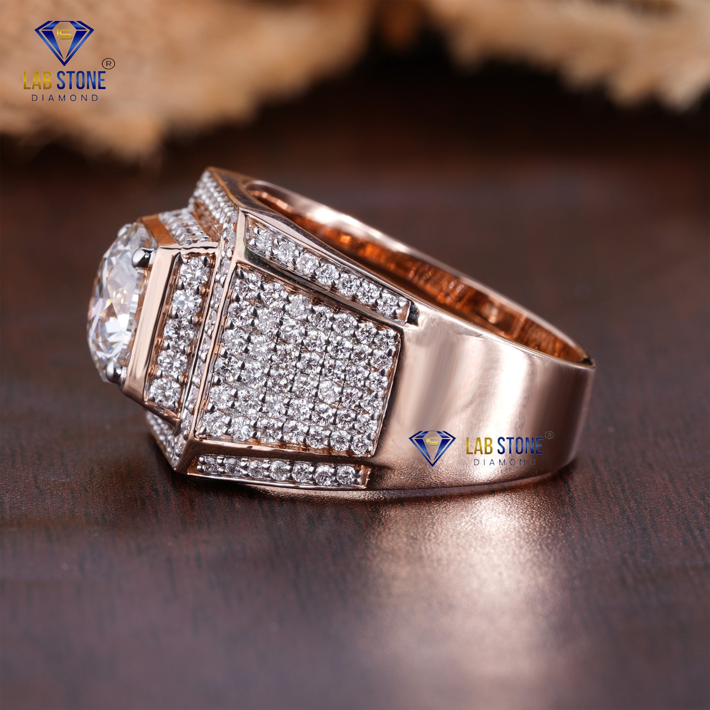 3.52 TDW Round Cut Men’s Engagement Diamond Ring