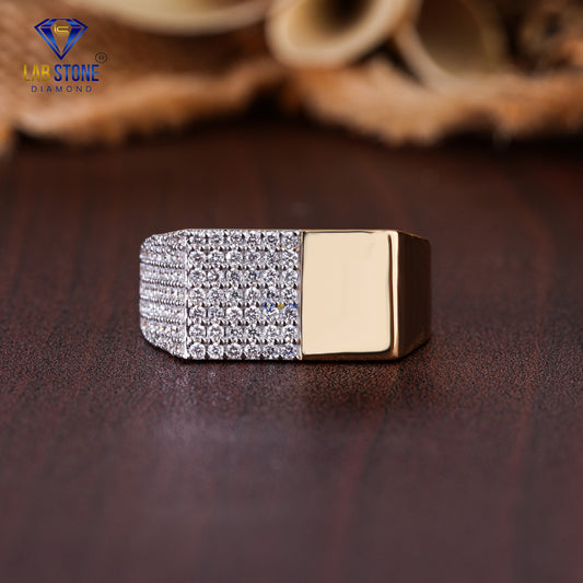 0.74 TDW Round Cut Diamond Men's Engagement Ring