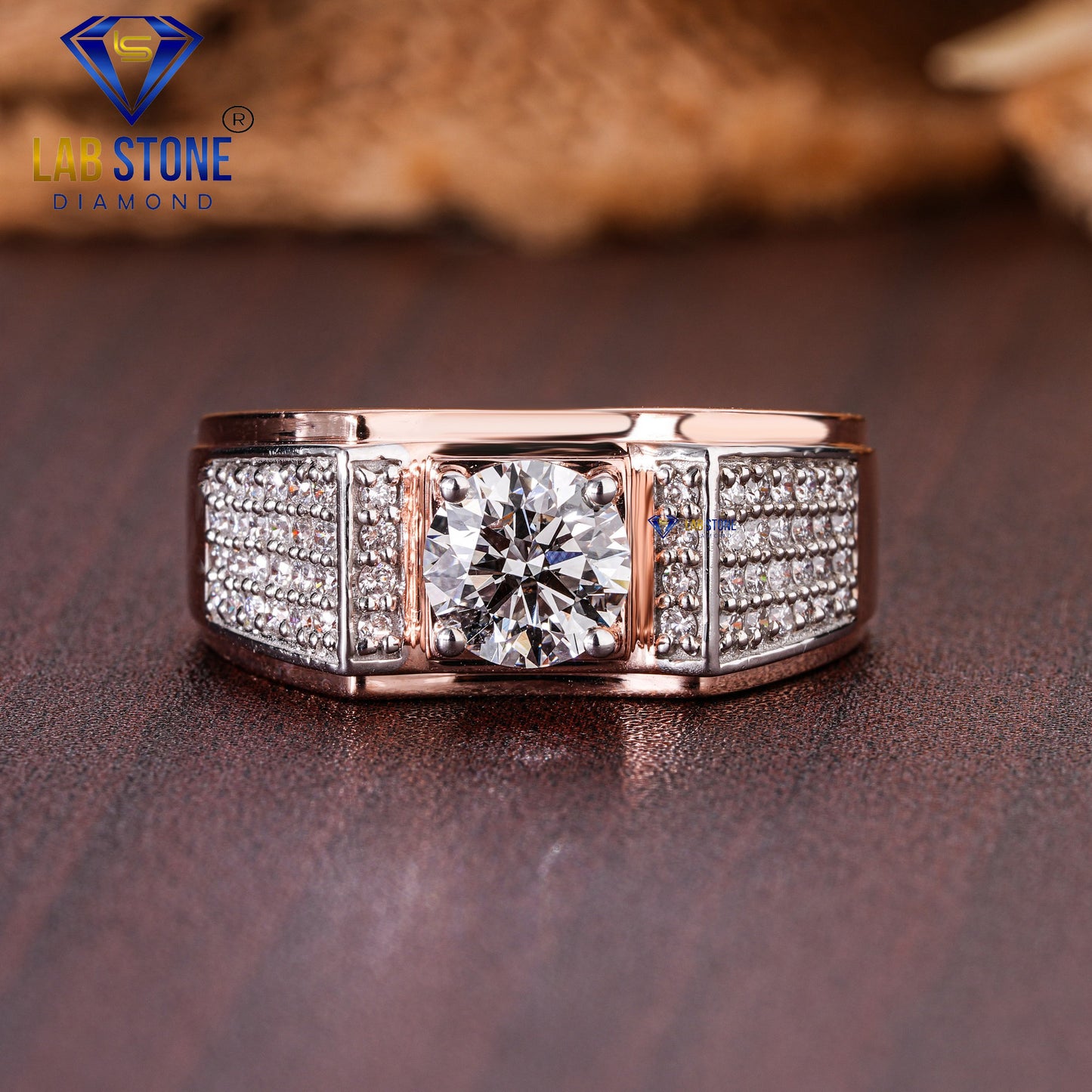 1.28 TDW Round Cut Diamond Men’s Engagement Ring