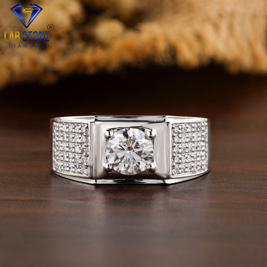 1.37 TDW Round Cut Men’s Engagement Diamond Ring