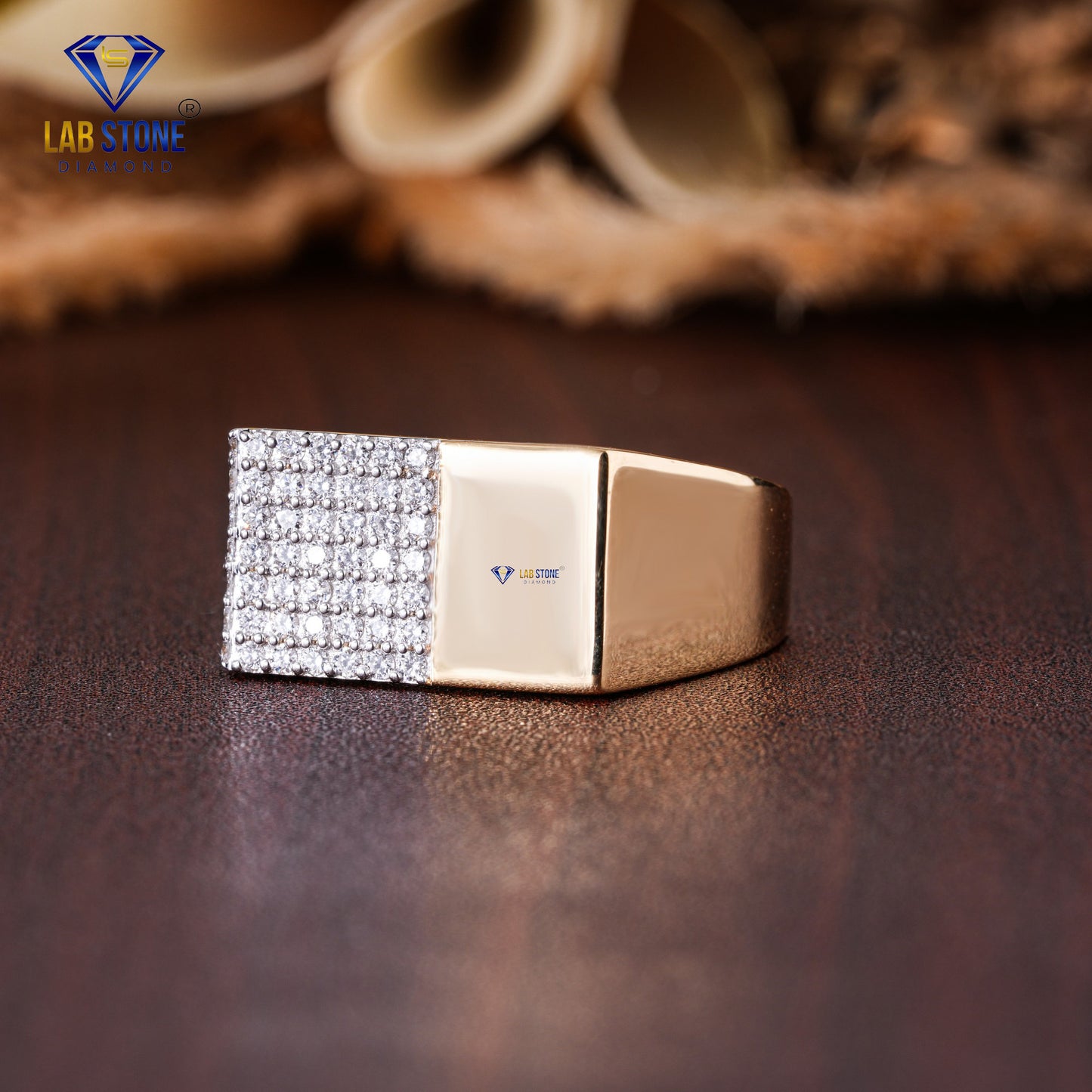 0.74 TDW Round Cut Diamond Men's Engagement Ring