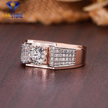 1.28 TDW Round Cut Diamond Men’s Engagement Ring