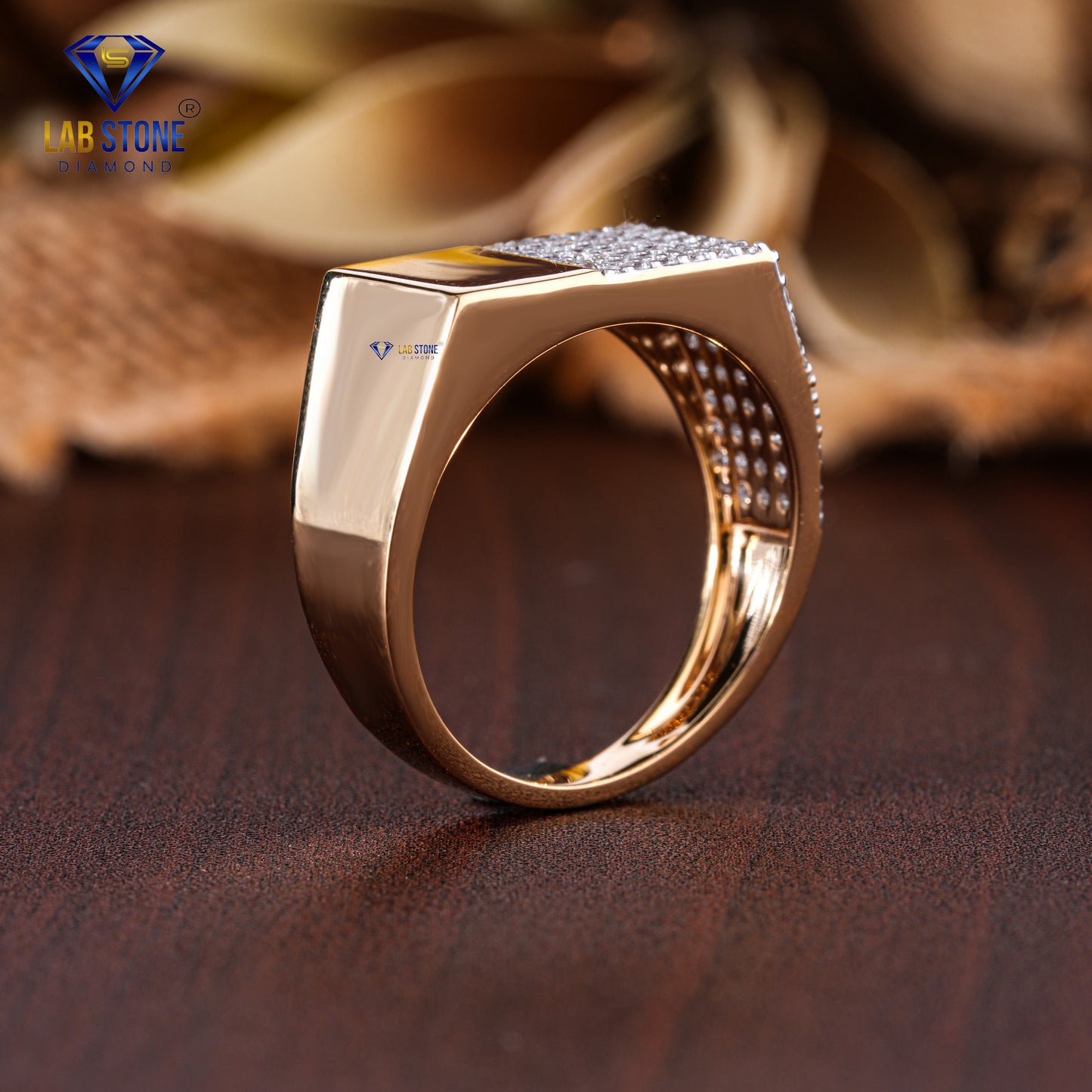 0.74 TDW Round Cut Diamond Men's Engagement Ring