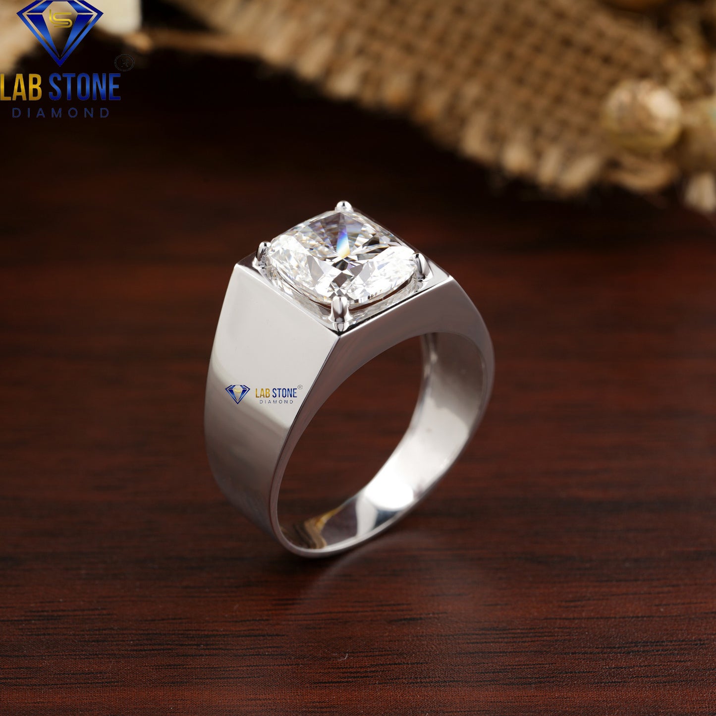 4.50 TDW Cushion Cut Men’s Diamond Solitaire Ring