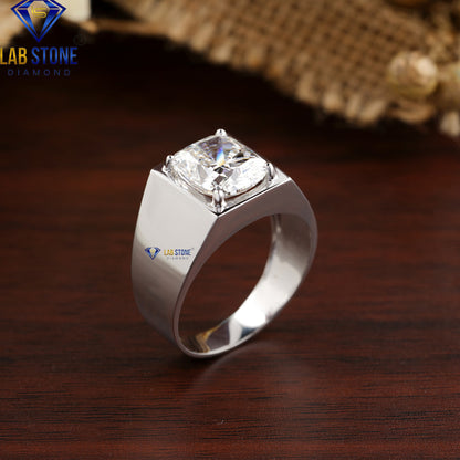 4.50 TDW Cushion Cut Men’s Diamond Solitaire Ring
