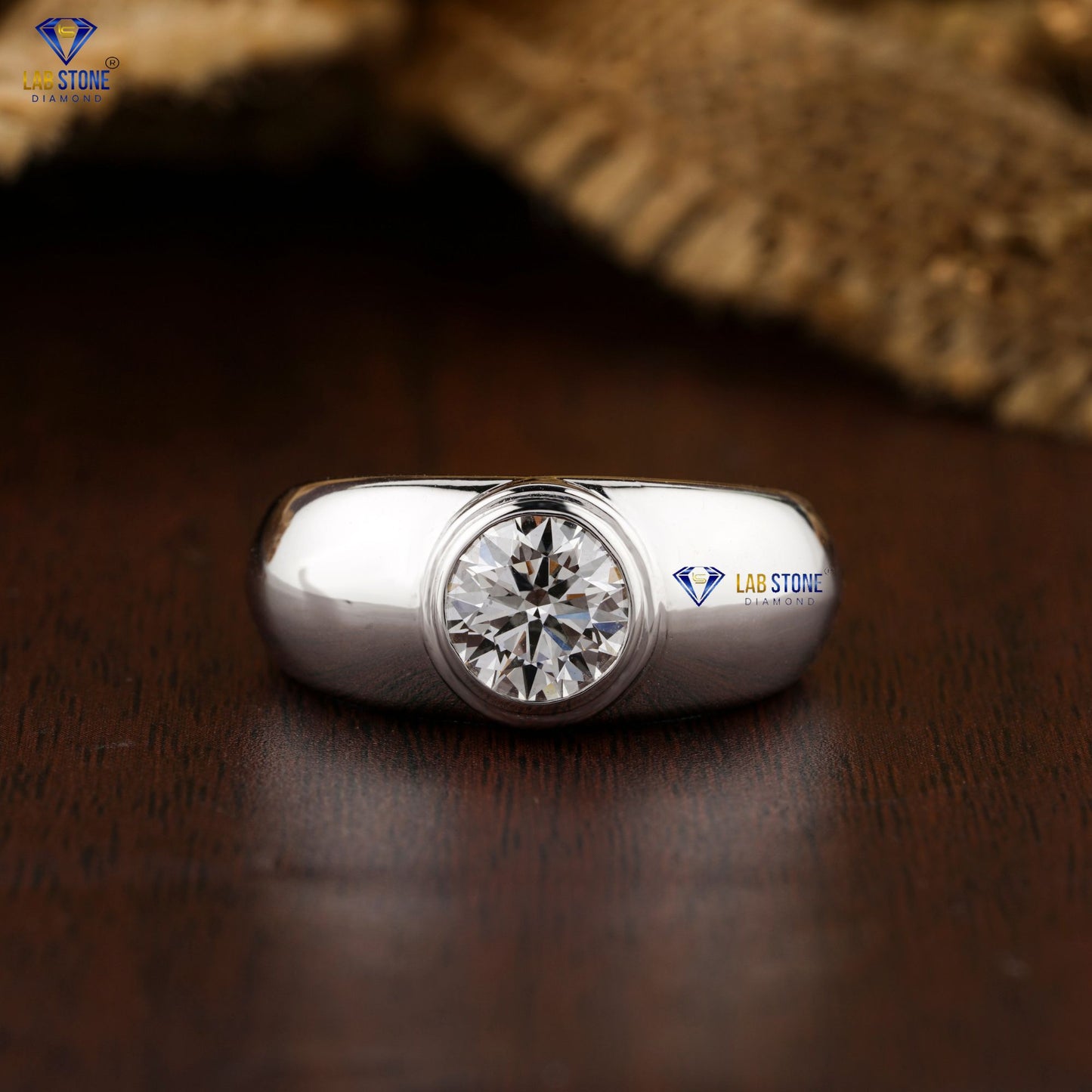 1.47 TDW Round Cut Men’s Diamond Solitaire Ring