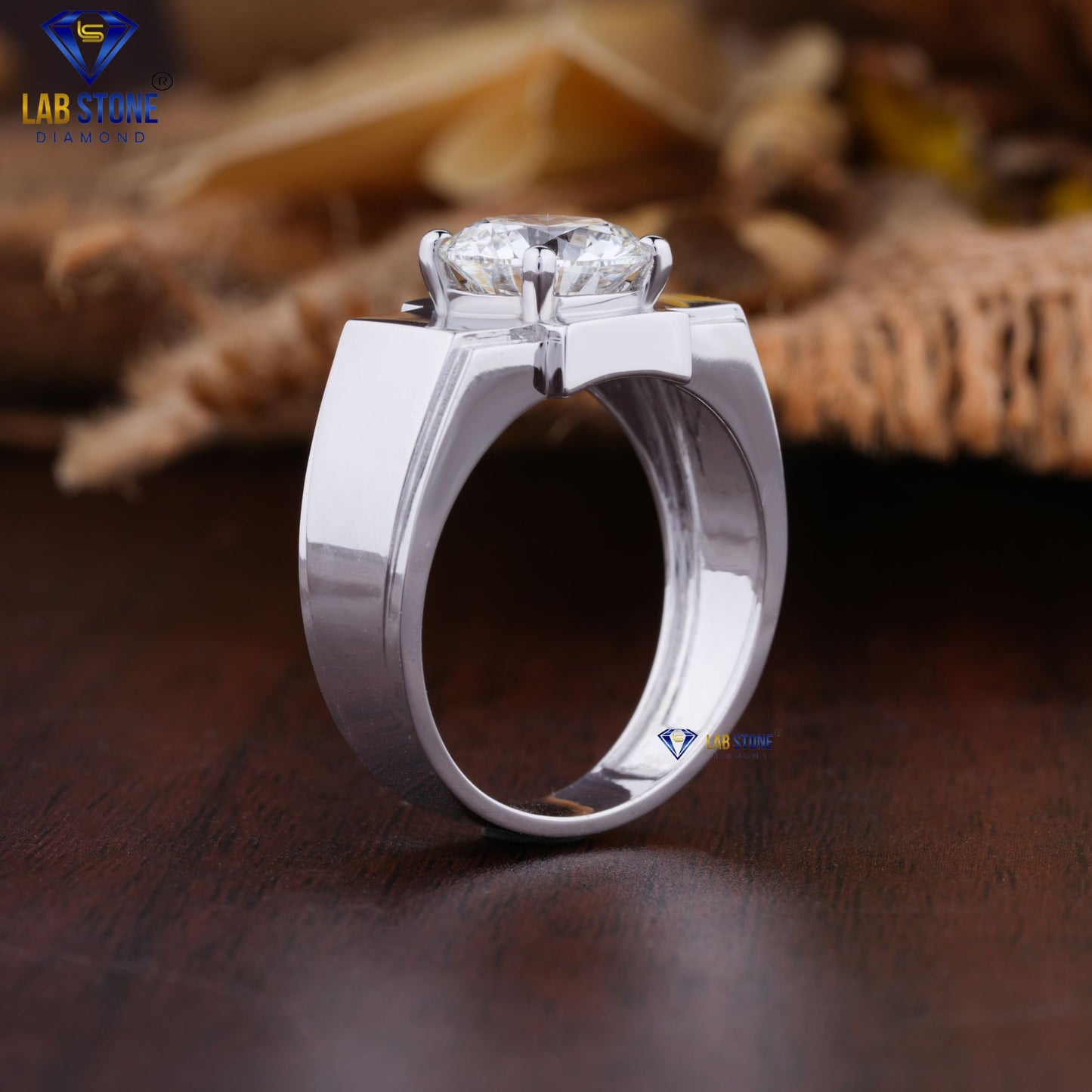 3.02 TDW Round Cut Men’s Diamond Solitaire Ring