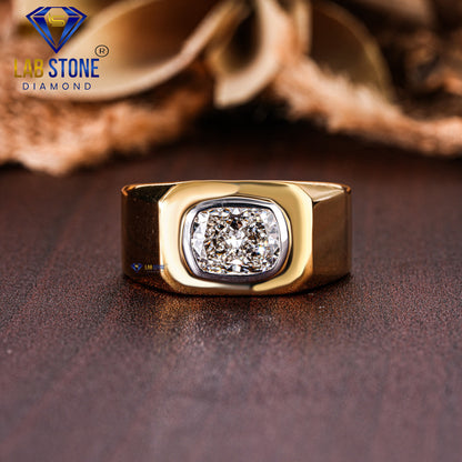 2.08 TDW Cushion Cut Men’s Classic Solitaire Diamond Ring