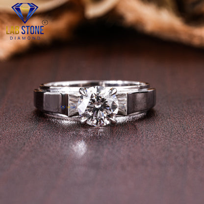 1.30 TDW Round Cut Diamond Men’s Solitaire Ring
