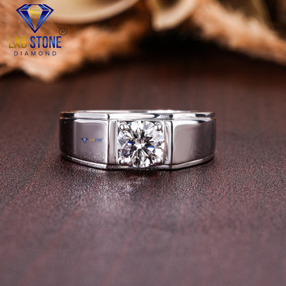 1.00 TDW Round Cut Diamond Men’s Solitaire Ring