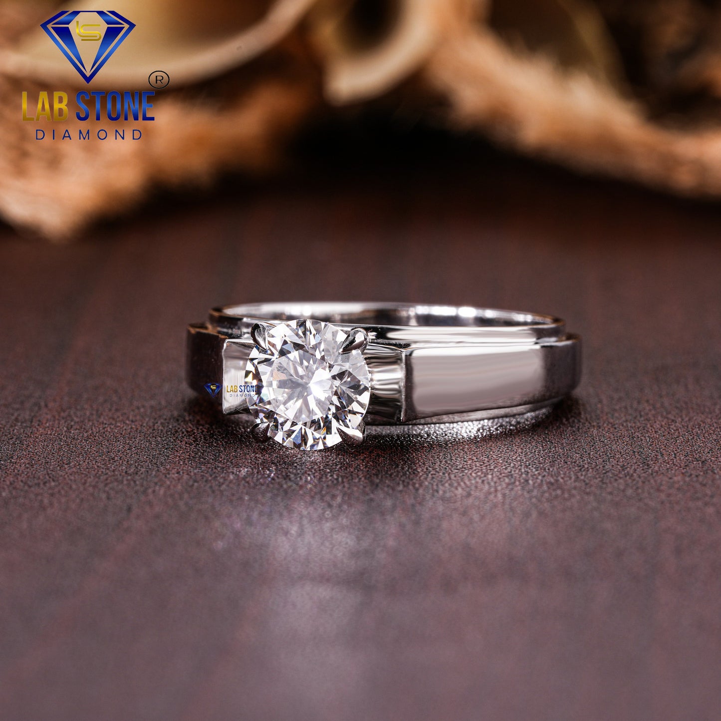 1.30 TDW Round Cut Diamond Men’s Solitaire Ring