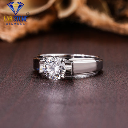 1.30 TDW Round Cut Diamond Men’s Solitaire Ring