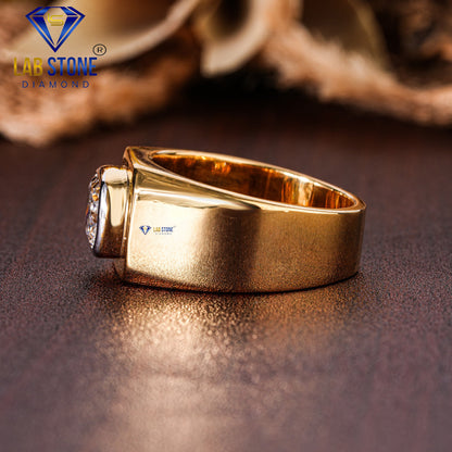 2.08 TDW Cushion Cut Men’s Classic Solitaire Diamond Ring