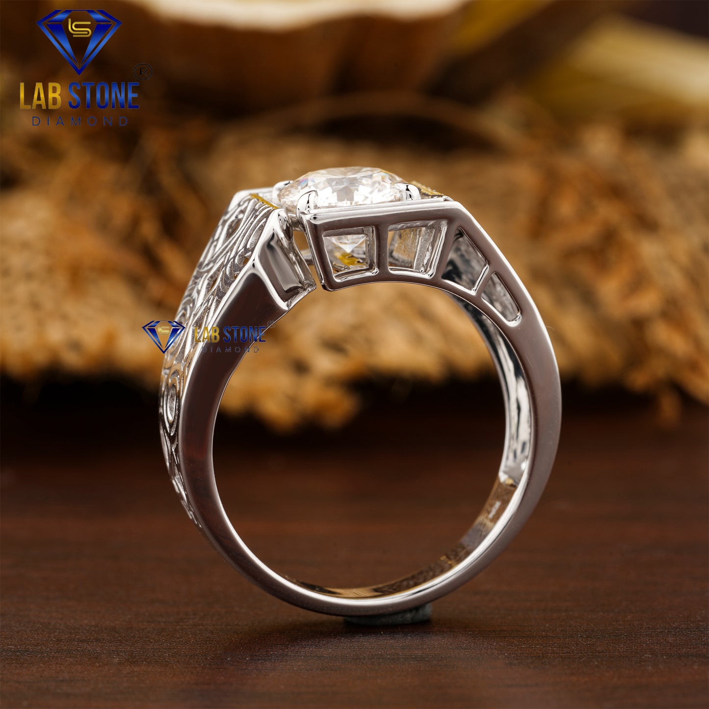 2.00 TDW Round Cut Men’s Diamond Solitaire Ring