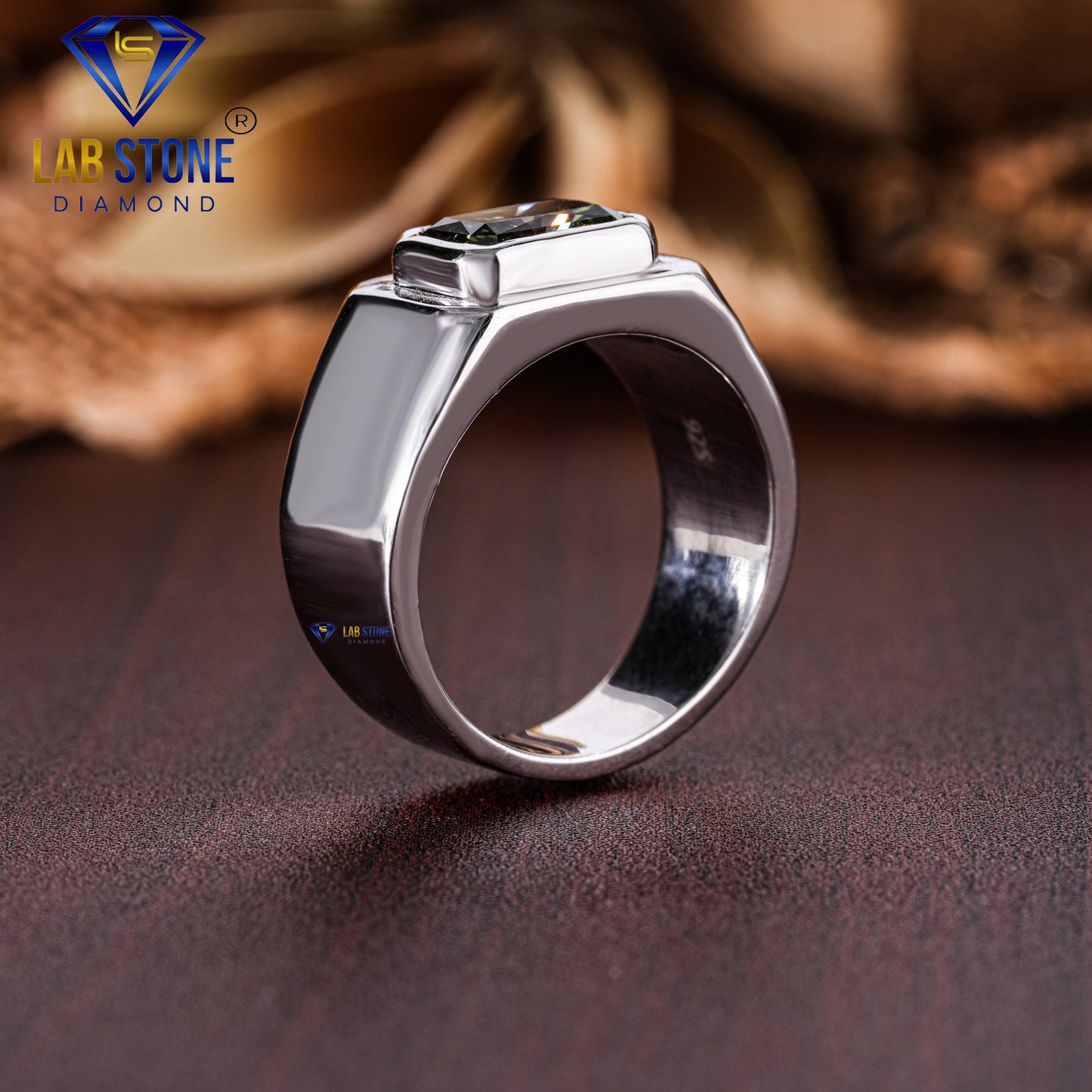 1.00 TDW F. Green Radiant Cut Men’s Engagement Diamond Ring