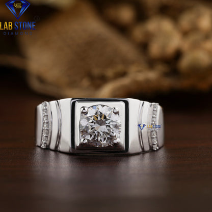 1.35 TDW Round Cut Diamond Men's Engagement Ring