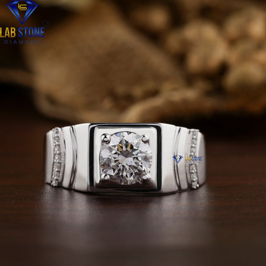 1.35 TDW Round Cut Diamond Men's Engagement Ring