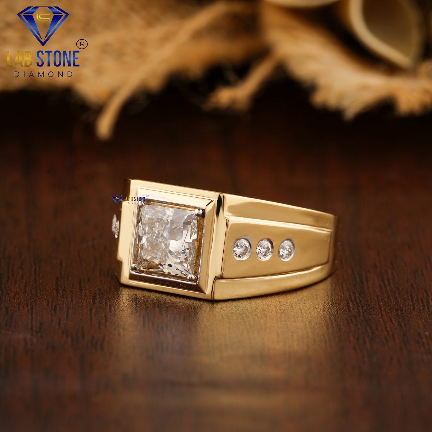 2.09 TDW Princess & Round Cut Men’s Engagement Diamond Ring