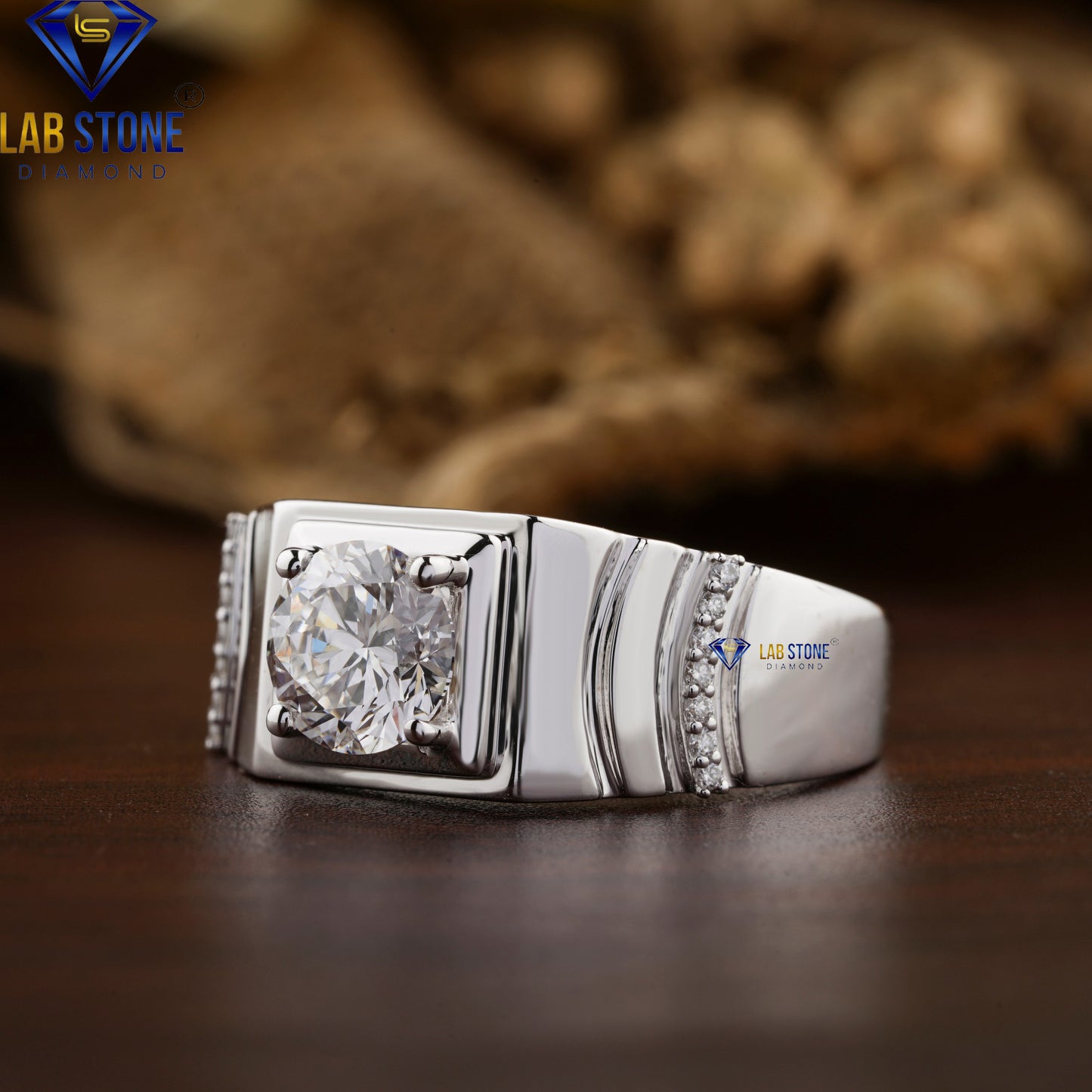 1.35 TDW Round Cut Diamond Men's Engagement Ring