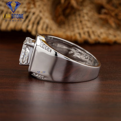 3.31 TDW Cushion & Round Cut Diamond Men's Engagement Ring