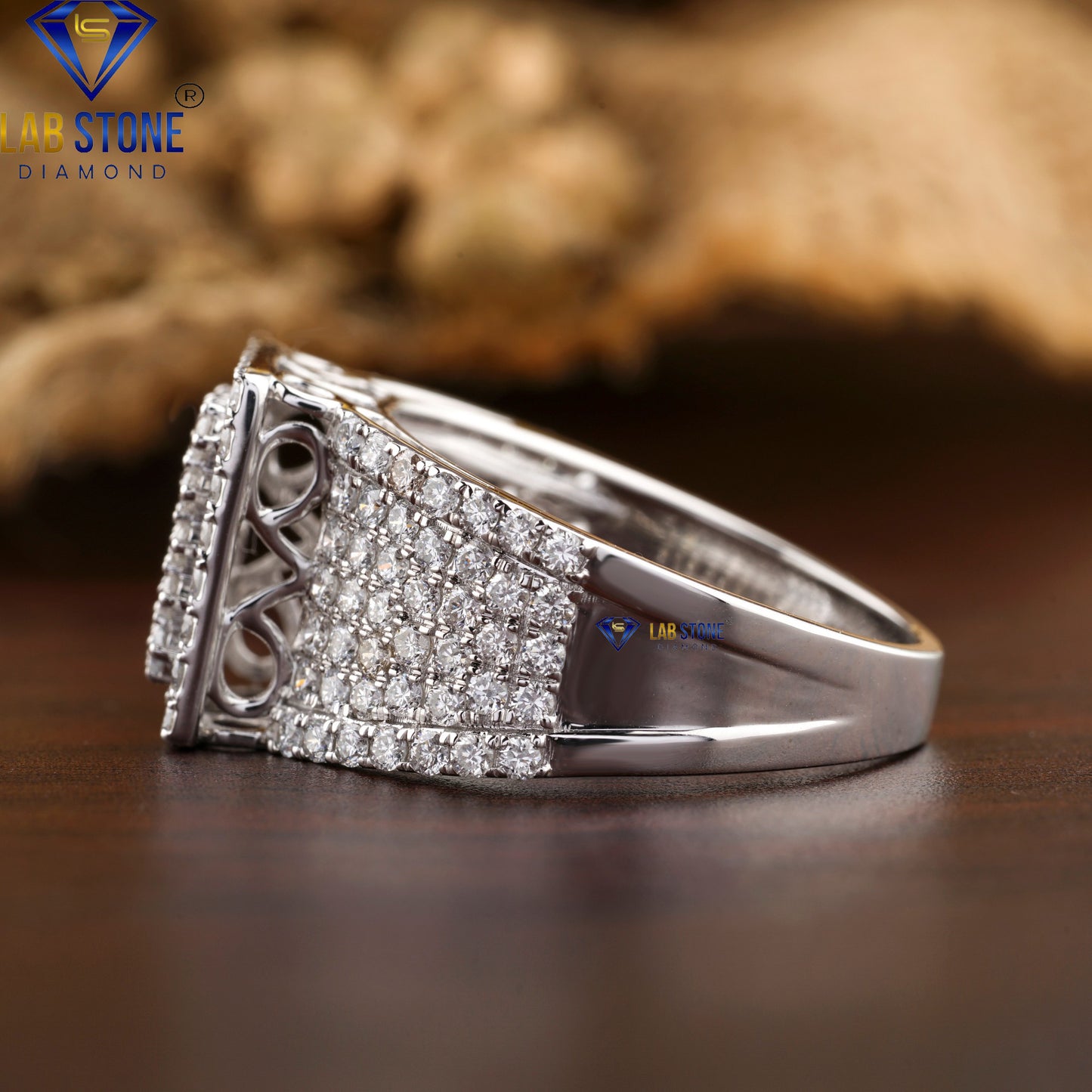 1.92 TDW Round Cut Diamond Men's Engagement Ring