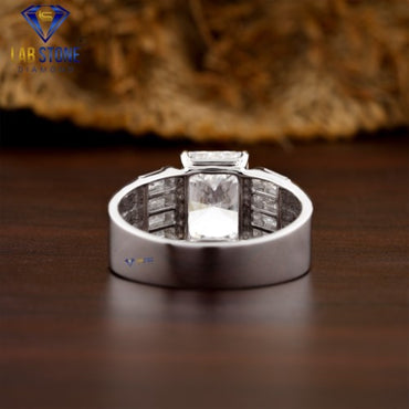 4.22 TDW Radiant & Baguette Cut  Diamond Men’s Engagement Ring