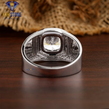 3.31 TDW Cushion & Round Cut Diamond Men's Engagement Ring