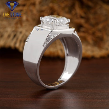3.31 TDW Cushion & Round Cut Diamond Men's Engagement Ring