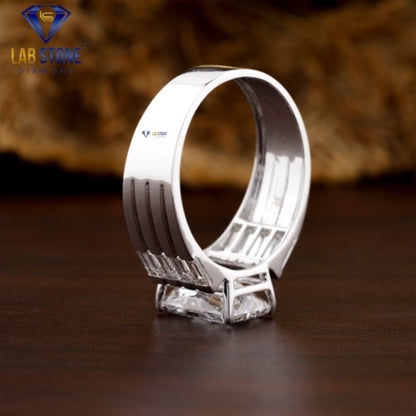 4.22 TDW Radiant & Baguette Cut  Diamond Men’s Engagement Ring