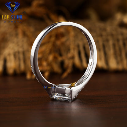 1.56 TDW Emerald & Round Diamond Men’s Engagement Ring