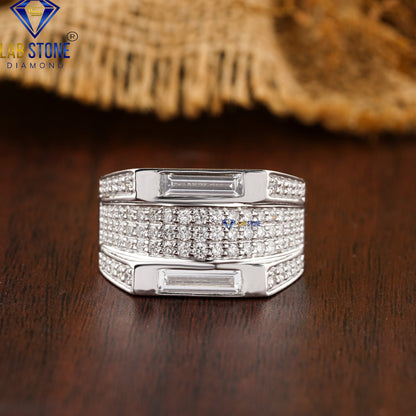 2.48 TDW Round & Baguette cut Diamond Men's Engagement Ring