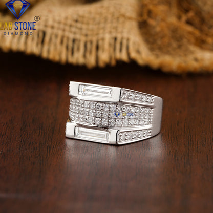 2.48 TDW Round & Baguette cut Diamond Men's Engagement Ring