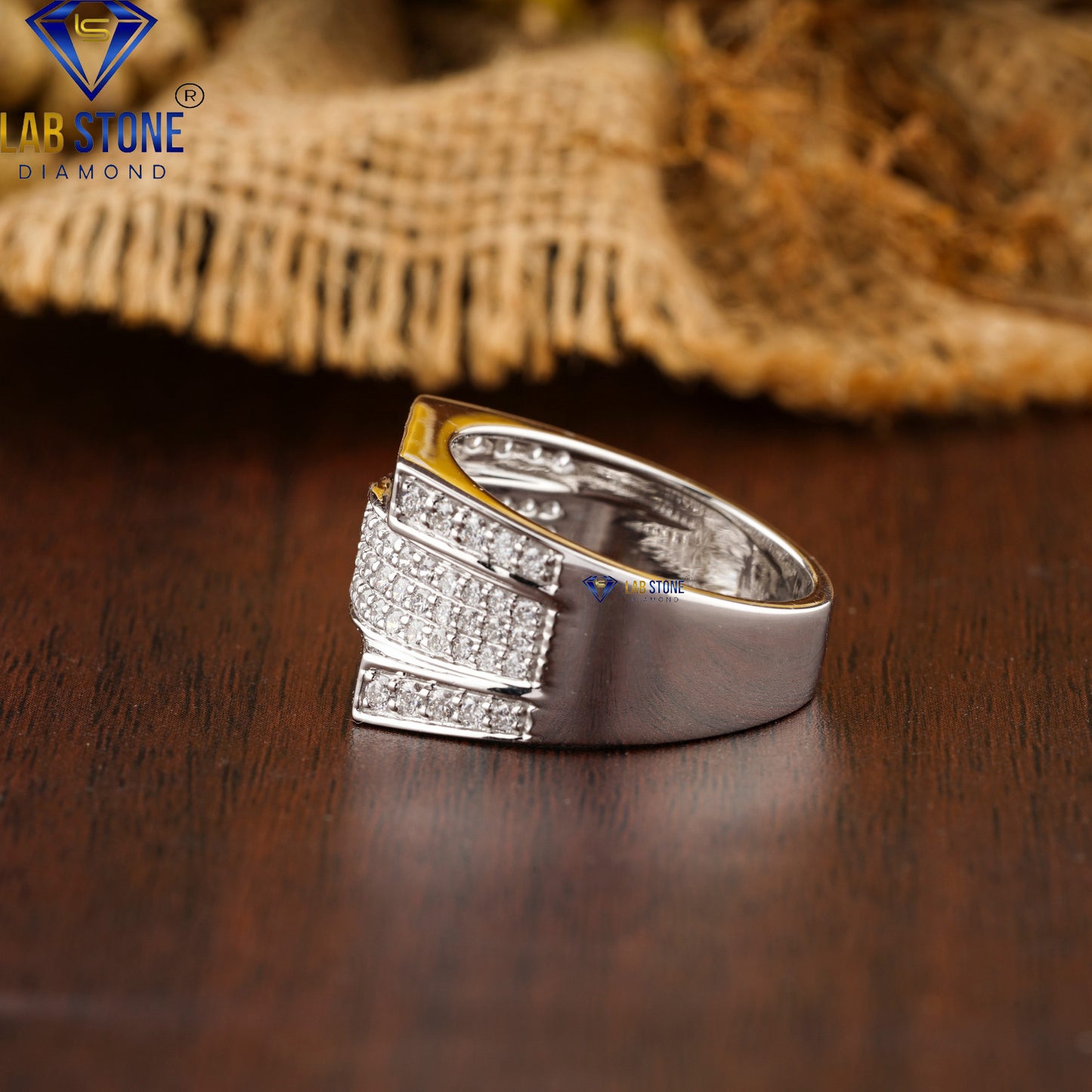 2.48 TDW Round & Baguette cut Diamond Men's Engagement Ring