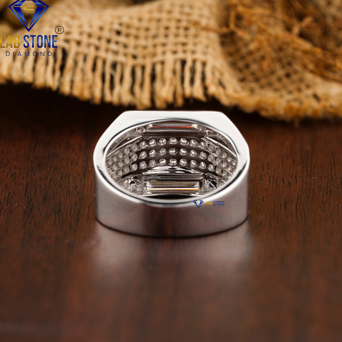 2.48 TDW Round & Baguette cut Diamond Men's Engagement Ring