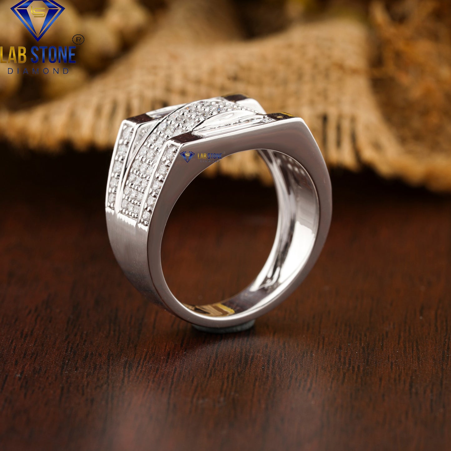 2.48 TDW Round & Baguette cut Diamond Men's Engagement Ring