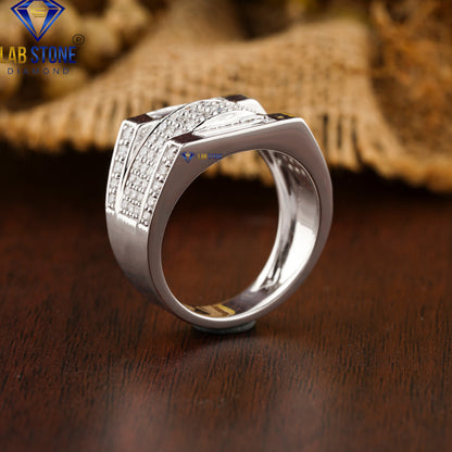 2.48 TDW Round & Baguette cut Diamond Men's Engagement Ring