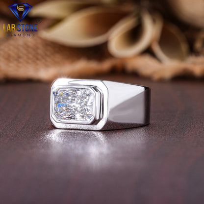 3.01 TDW Radiant Cut Diamond Men's Solitaire Ring
