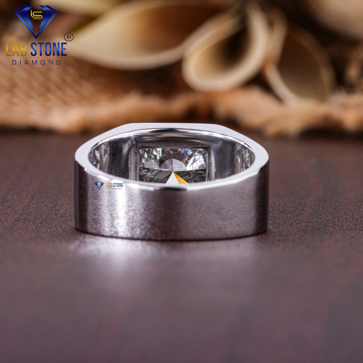 3.01 TDW Radiant Cut Diamond Men's Solitaire Ring